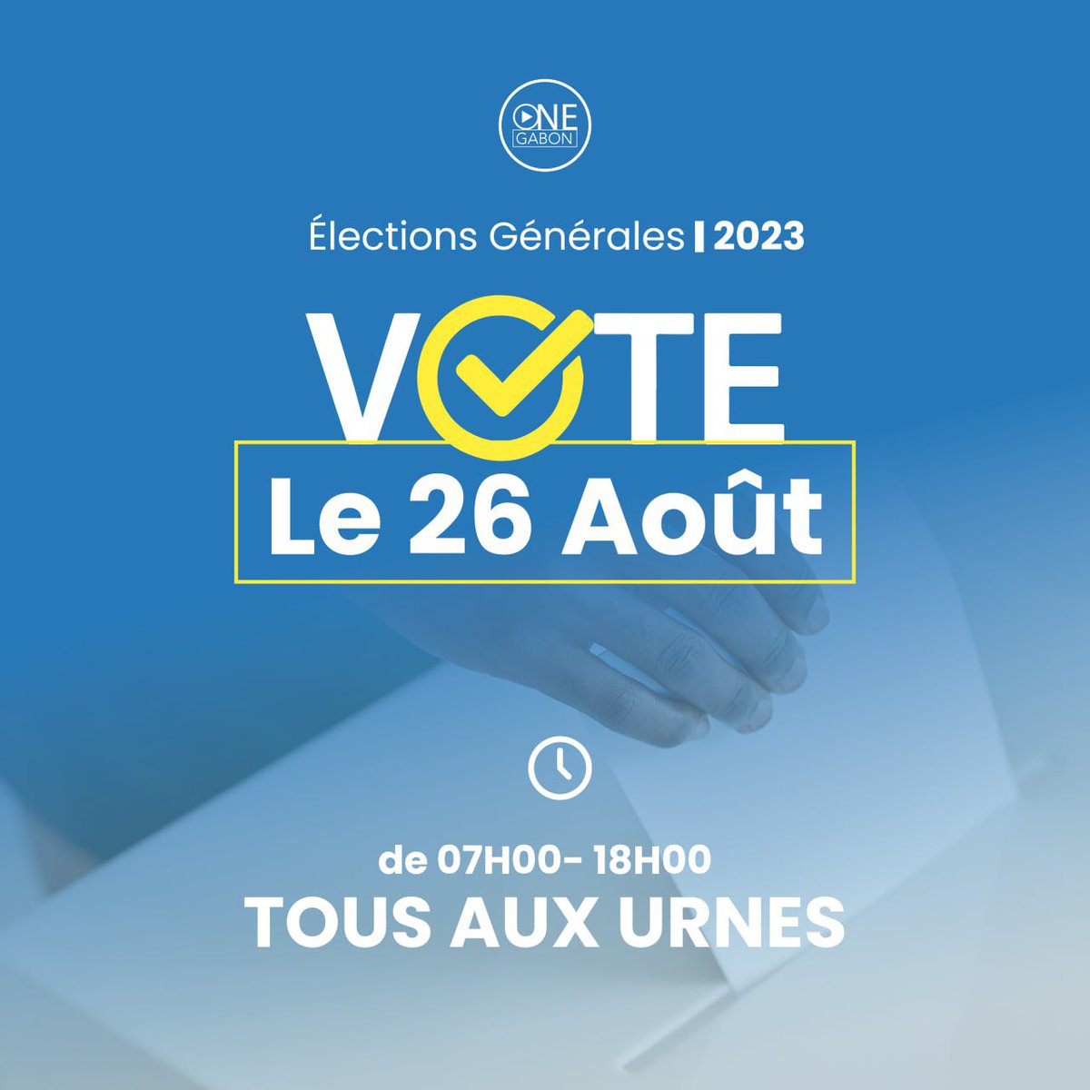 1gabon's tweet photo. 26 août - jour de vote🗳️ ✅🇬🇦
Faites entendre votre voix pour le #Pays ! Chaque vote compte. Votre voix compte !
Ne manquez pas l'occasion de façonner notre avenir. #VotezAujourdhui #MaVoixCompte241 #Gabonn https://t.co/Zof2NYxDfj