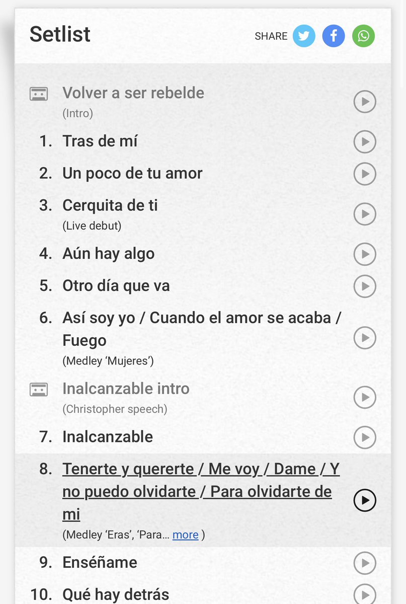 jesusnalgas's tweet photo. #SoyRebeldeTour full set list y’all I’m crying it’s so good #rbd #Rebelde #setlist https://t.co/Xi6WbrVpfX
