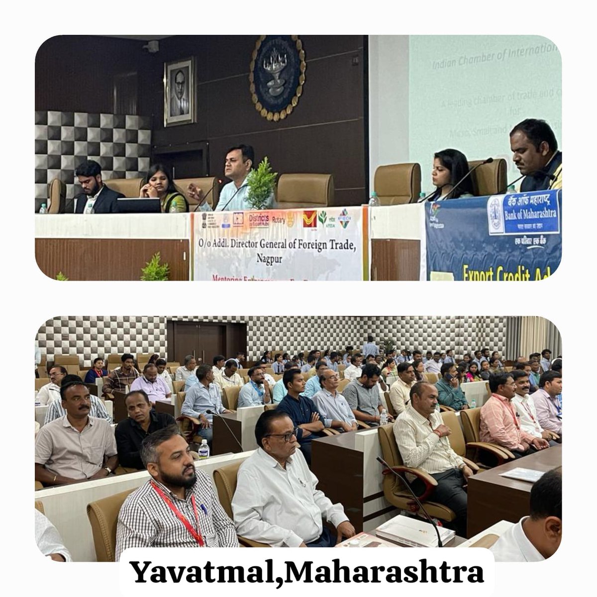 ICIBIndia's tweet photo. #ICIB outreach program with Director General of Foreign Trade @DGFT_RA_Nagpur for support of first time #exporters under Niryat Bandhu Scheme in #Yavatmal, #Wardha, #Gadchiroli and #Chandrapur. https://t.co/Ihx3GGnnZk