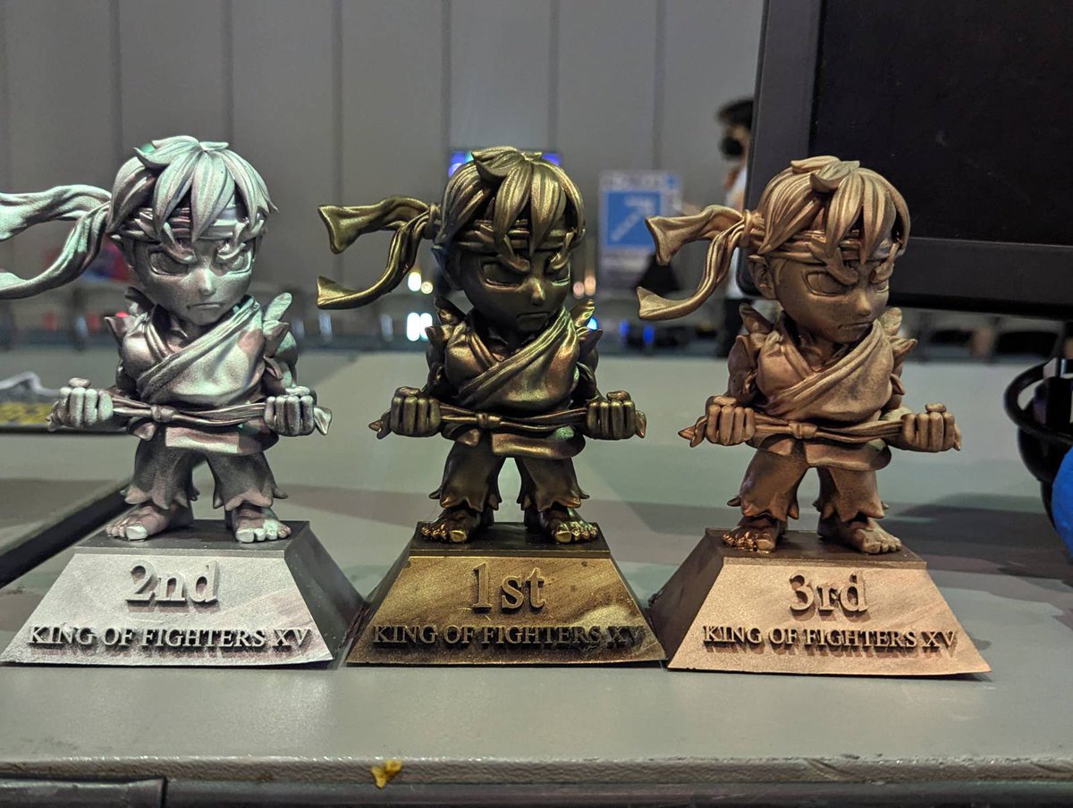 gamerbus's tweet photo. One of the ways we support or partner with @TheBitEGaming is by making the trophies each year. Here is how they turned out this year! #esports #BITE6 #sf6 #gameconvention #SOVA #dancegames #FGC #ssbultimate https://t.co/bz5RVYpKwO