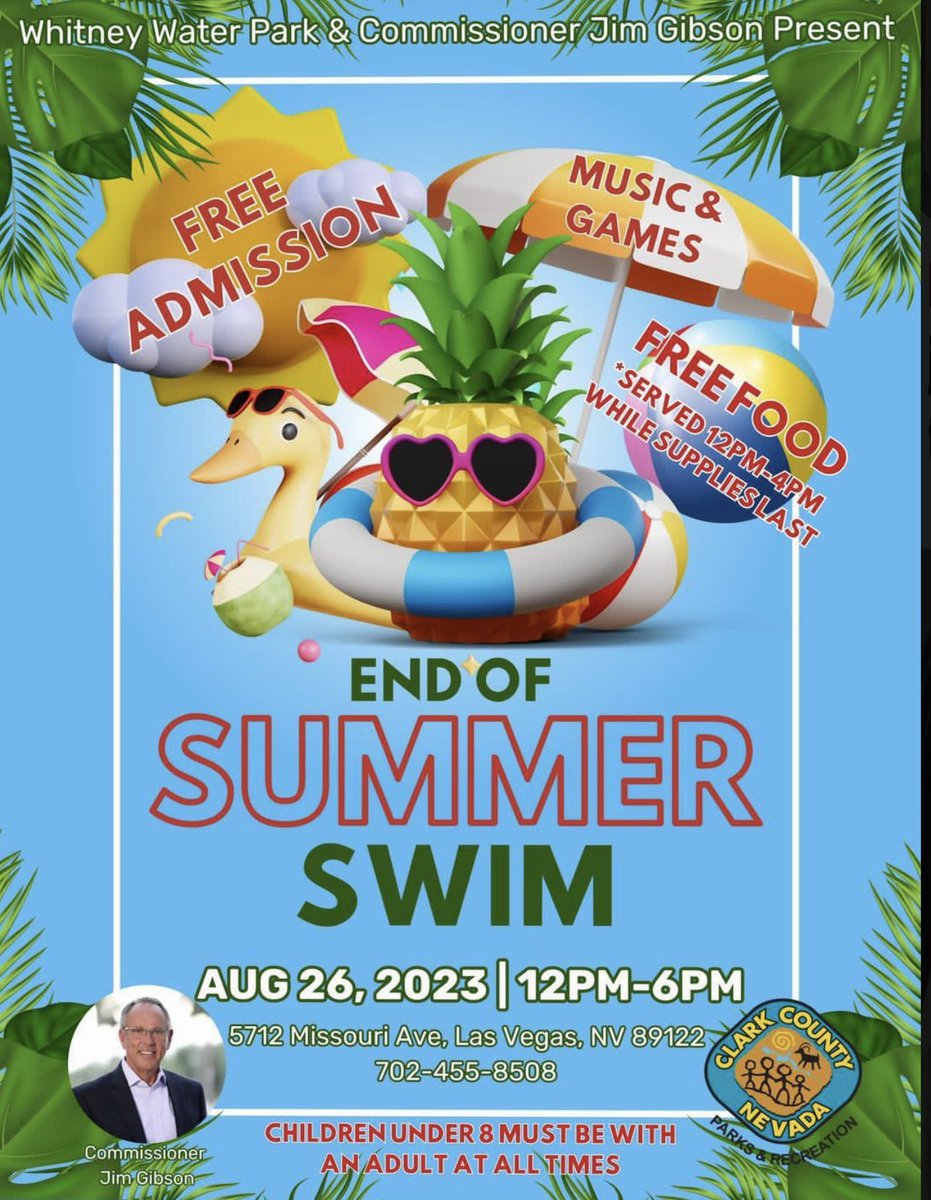WhitneyCCPR's tweet photo. Come join our End of Summer Swim party tomorrow!! This is a great family event that will also have free food! Call 702-455-8508 for more information. #WeAreWhitney https://t.co/czDa9YZAy5