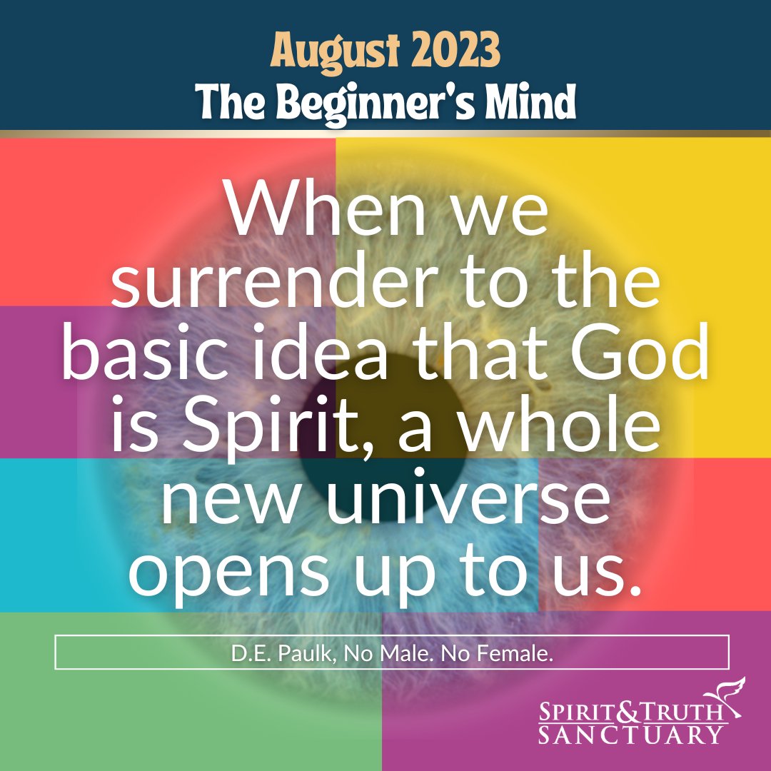 'When we surrender to the basic idea that God is Spirit, a whole new universe opens up to us.' - D.E. Paulk, No Male. No Female., Fully Awake 365

#spiritandtruthsanctuary #beginnersmind #fullyawake365 #challenge #channel #change #power #christmind #creative #radicallyinclusive