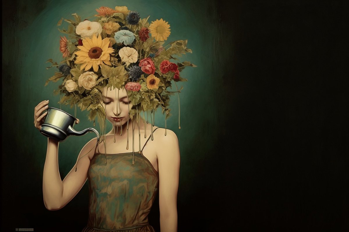 thehermit_ai's tweet photo. Pouring love and care onto ourselves, just as water nurtures a seed, is the essence of growth. By tending to our inner gardens, we bloom in unexpected ways. 🌱 #SelfCare #BloomFromWithin #aiartcommunity https://t.co/E0SeRlFj4B