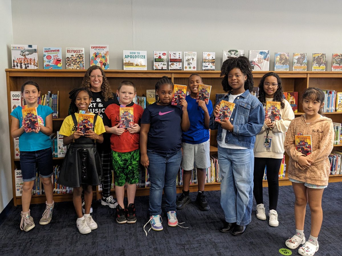 Today was awesome!! 
Why??
Because it was BOOK CLUB DAY!!
Our 4th and 5th graders are so excited to dive into Thirst by Varsha Bajaj! 
This year is going to be LIT! 🌟
 <a href="/varshabajaj/">Varsha bajaj</a> #TomasRiveraElem #dentonisdlib