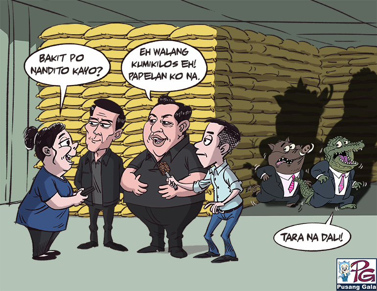 pusanggala007's tweet photo. Better than nothing di ba? 😉 #ricehoarding #ricesmuggling #art #CartoonArt https://t.co/x8ffQljnPM