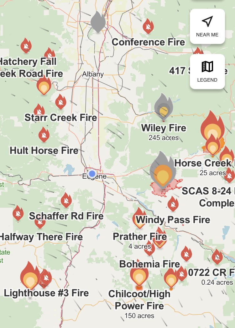 Nothing to see here 😬 lovely warm summer days but horrid air quality because of two big wildfires to the East of Eugene. There was lightning last night west of Eugene, wonder if that accounts for these new 🔥. Here’s hoping they get sorted quick! #fireseason #climatechange