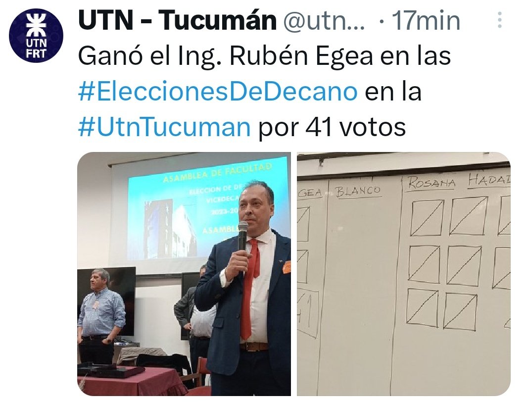 Felicitaciones Amigo y compañero <a href="/RubenEgeaOk/">Ruben Egea</a> por tu Eleccion como Decano de la querida <a href="/UTNFRT/">UTN-FRT</a> . La Regional en buenas manos para DEFENDER LA UNIVERSIDAD PUBLICA , GRATUITA Y CIENTICA . Allá vamos con más fuerza que nunca !