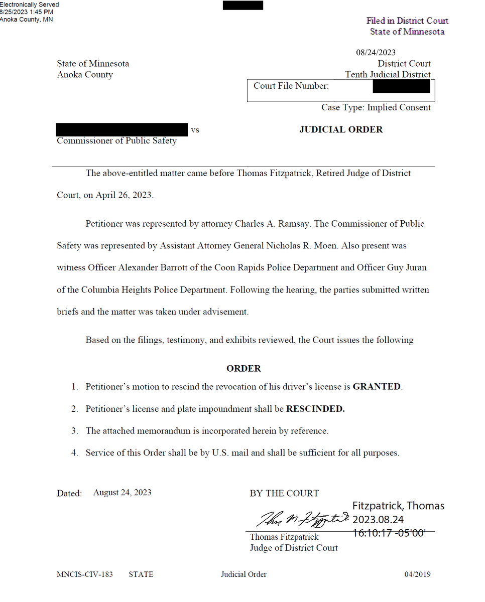 ChuckRamsay's tweet photo. Today we won our FOURTH victory for the week! The judge threw out the .16 blood test and reinstated our client's driver's license after we showed the phlebotomist failed to follow proper blood collection procedures.
#VideoEvidence #DWIboardCertified #MNDWI #ForensicScience https://t.co/bSk8ezT0A4