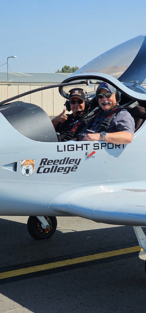reedleycollege's tweet photo. Thanks to @JessicaABC30 and her videographer Jeff for coming out today to do a feature story on our new Skyleader 600 planes! Reedley legend Danny Jimenez even got to fly the friendly skies! Who's next? #FlightScience #FlyingTigers #GoTigers🐯 @ABC30 https://t.co/6Zg0GzJCmB