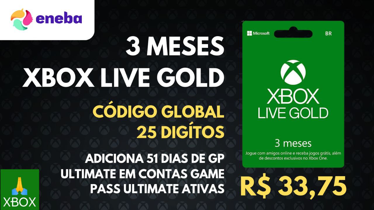 XBOX Live Gold, Game Pass Ultimate, como resgatar código. 