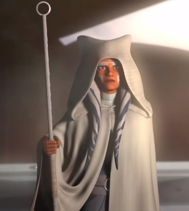 jcc2224's tweet photo. Finally had a chance to watch Ahsoka. Let's pour one out for Ahsoka's silly wizard-staff. It will be missed... by... people...?

If they kept it it coulda been used to house the map thingy, but honestly it was silly, she looked like Gandalf. lol https://t.co/kqsCSH0aPz