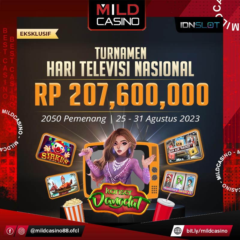 mildcasino_ofc's tweet photo. 📺🏆 Saatnya bersinar dan menjadi bintang di MILDCASINO! Mainkan tournament eksklusif IDNSLOT, TOURNAMENT HARI TELEVISI NASIONAL! 📺🎬Dari 25-31 Agustus menangkan total hadiah Rp 207,600,000 , untuk 2050 pemenang yang beruntung https://t.co/o0NGhFHInq