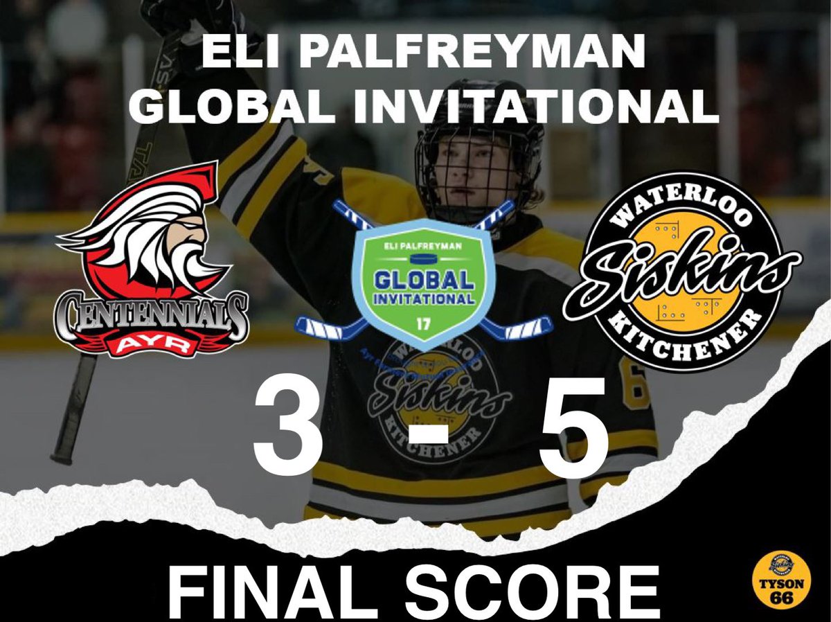 On a very special night the @KWSiskins came away with a 5-3 victory over the <a href="/AyrCentennials/">Ayr Centennials</a> A big heartfelt thank you to the Downs family helping to drop the puck and watching Gavin suit up for the Siskins ❤️#PlayforTyson #siskinsproud @GOJHL