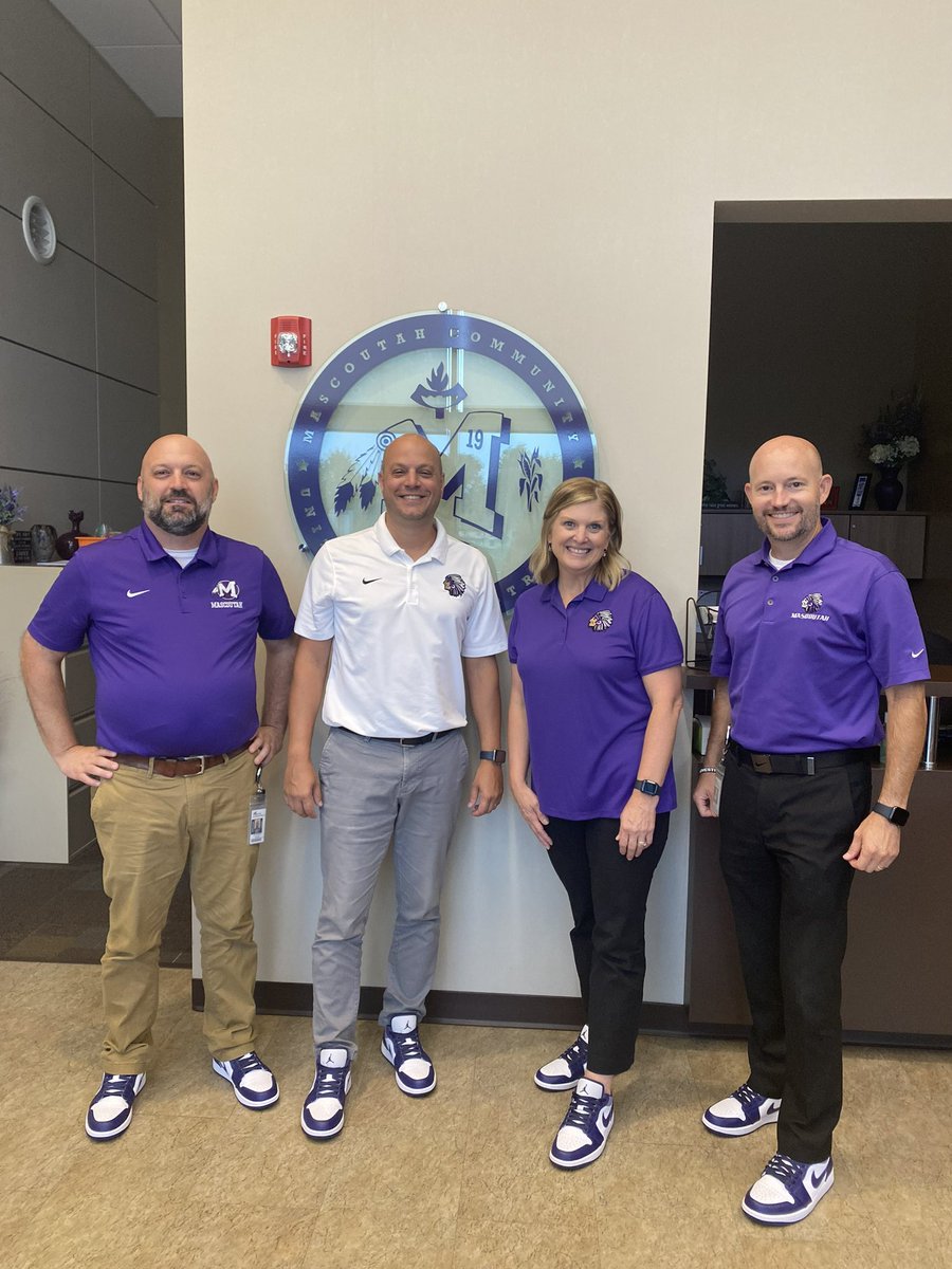 District Admin team on our first Purple Friday !! And yes… The purple Jordan 1s just hit different!!  #WeAreMascoutah
