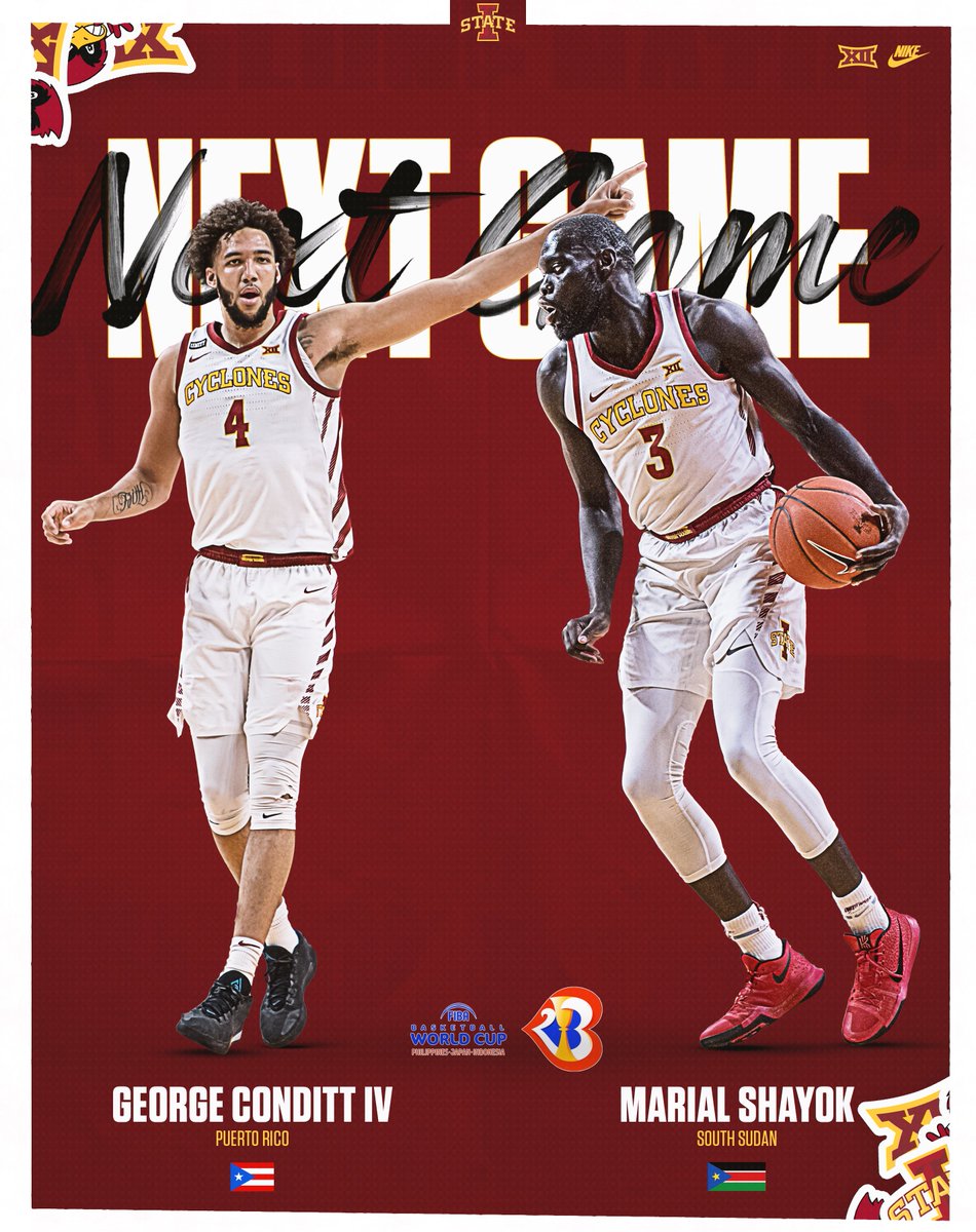 Late Night? Early Morning? Check out @MarialShayok vs. @george_conditt in the opening game of the FIBA World Cup in a few hours. 🕛: 3 a.m. (CT) 📺: es.pn/3OQ3Xpl #Cyclones | #C5C | #FIBAWC