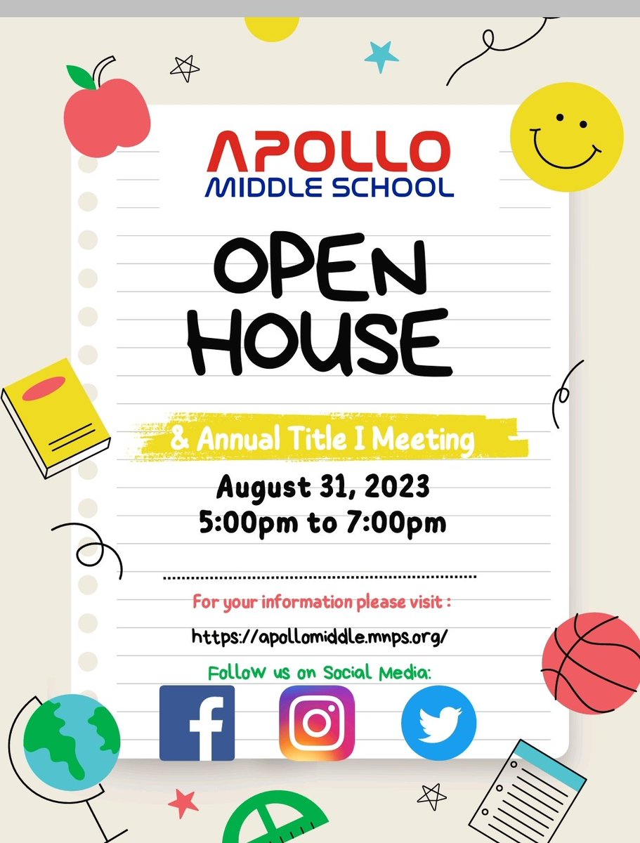 Join us on August 31st for our Annual Open House and Title I meeting. We will begin at 5:00pm.