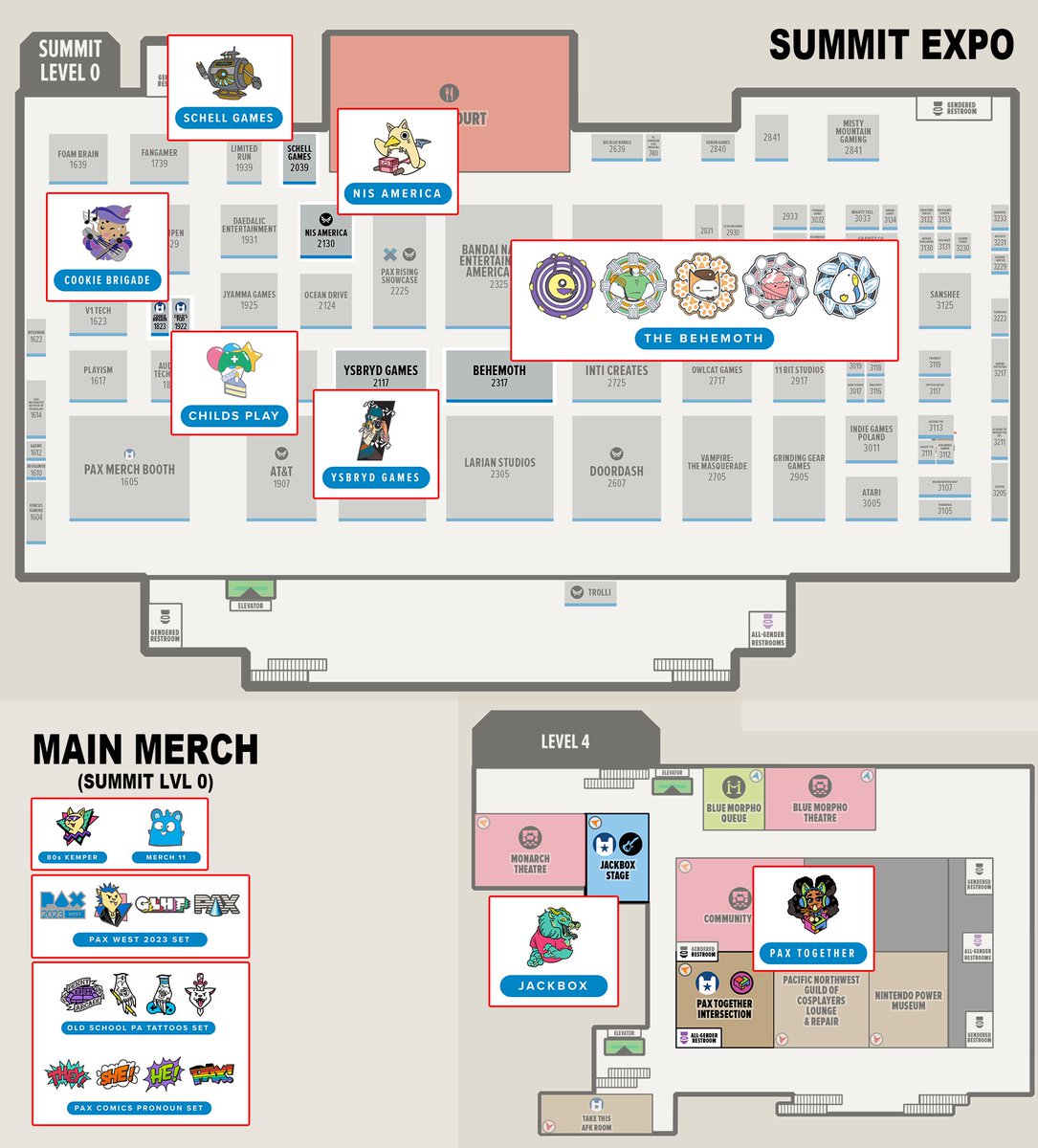 thx42's tweet photo. Hey everyone, here are some maps to help you find all of the @pinny_arcade pins at #PAXWest #pinnyarcade #paxwest2023 https://t.co/G1mHGokt2h