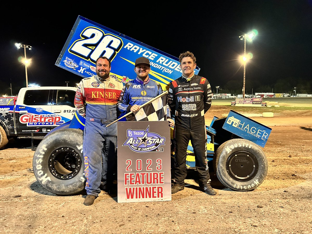<a href="/Zeb_Wise01/">Zeb Wise</a> / <a href="/RudeenRacing/">Rudeen Racing</a> back-to-back wins! Congrats to this all #wintersequipped podium with <a href="/kmr29/">Kerry Madsen</a> P2 and <a href="/KraigKinser/">Kraig Kinser</a> P3 at the @ASCoC show tonight! #wintersperformance
