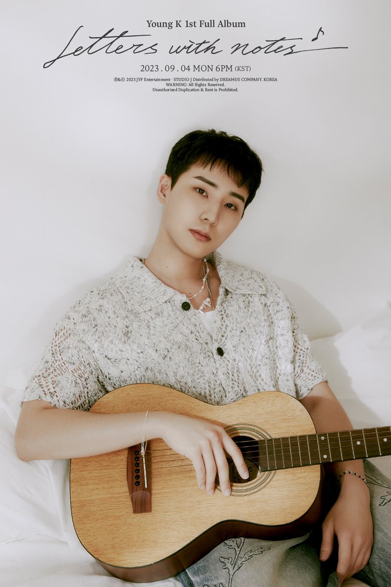 day6official's tweet photo. Young K 1st Full Album
<Letters with notes> 
Concept Photo 1, 2

ALBUM RELEASE 🔽
2023.09.04 6PM (KST)
🎼 TITLE "이것밖에는 없다"

#DAY6 #데이식스
#YoungK
#Letters_with_notes
#이것밖에는_없다
#JYP https://t.co/GsZplgbl9d