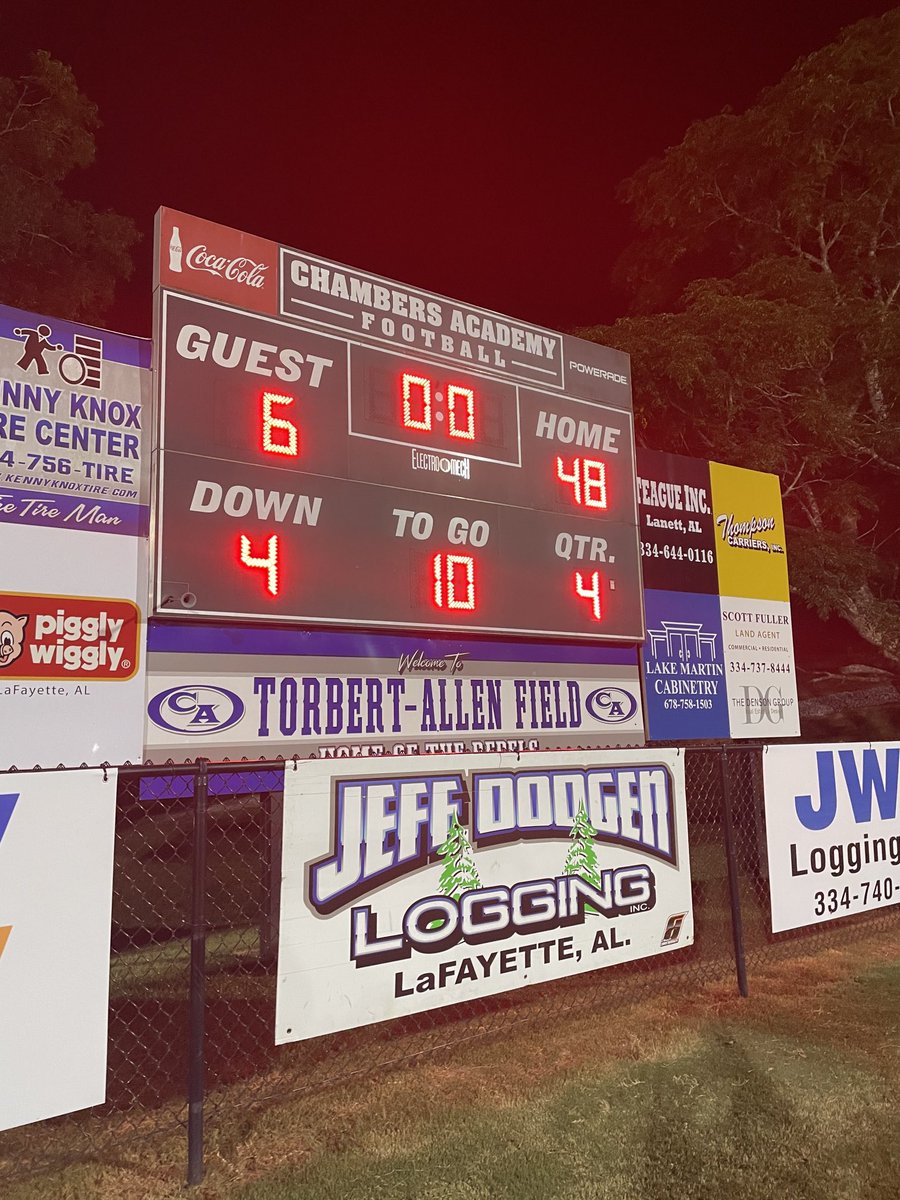 Final from Torbert - Allen field. CA Rebels 48 The Heritage Ga. School 6.