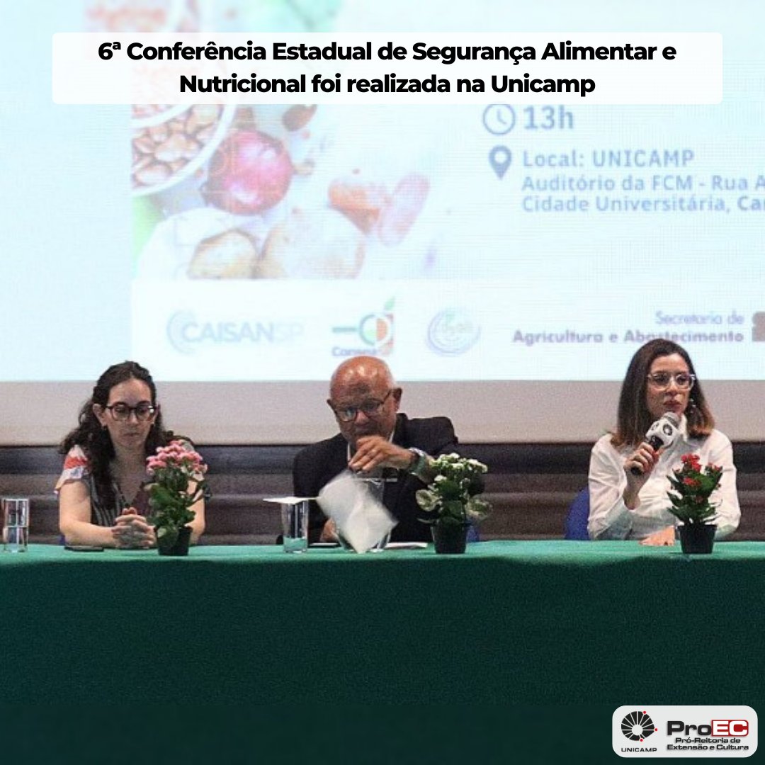 Confira a matéria completa em: proec.unicamp.br/noticias/6a-co…