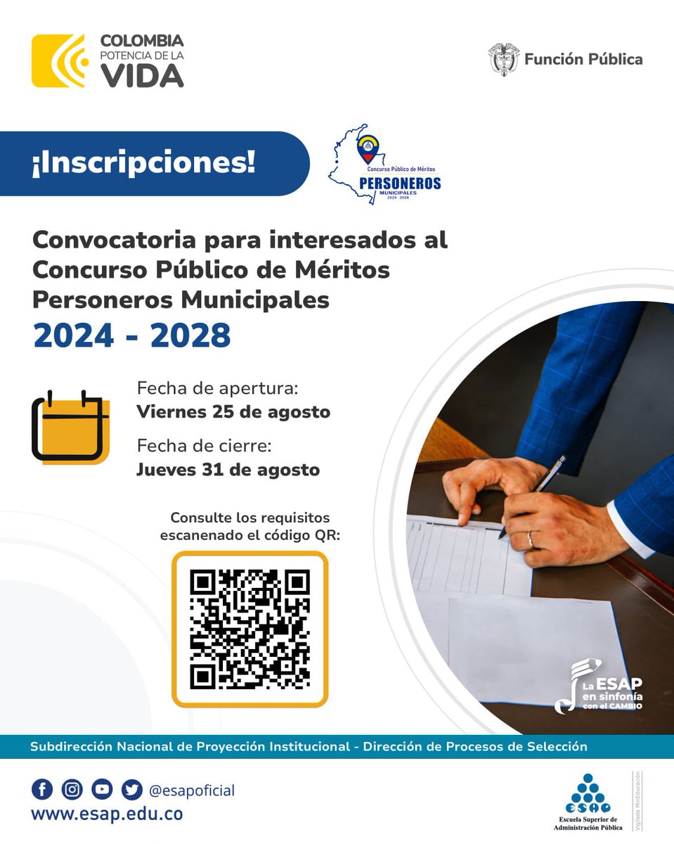 AlcaldiaMsj's tweet photo. Modificado cronograma del Concurso Público de Méritos Personeros Municipales 2024-2028
https://t.co/RLIYgF6mON https://t.co/0jrKZosZ2f