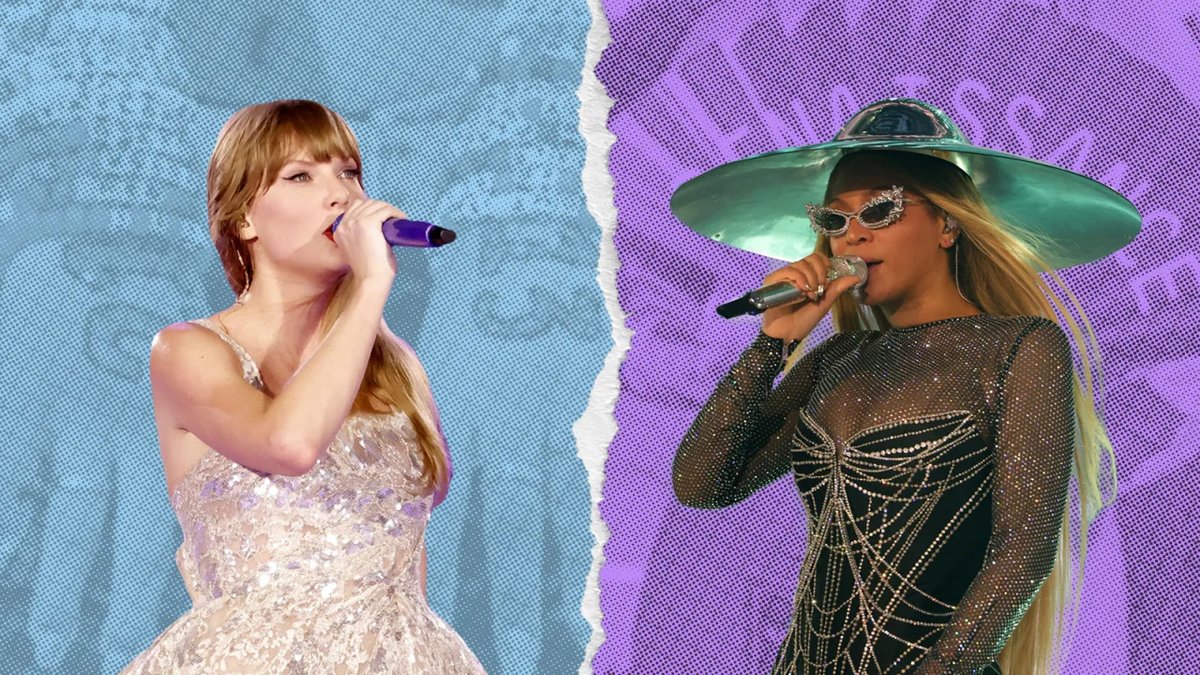 vorapoj's tweet photo. Taylor Swift กับ Beyonce คือ 2 ศิลปินที่กำลังแข่งกันทัวร์ทั่วโลกซึ่งจะทำรายได้สูงสุดประจำปี 2566 นี้ ทาง CNN จึงทำ infographic เปรียมเทียบข้อมูลในหลายแง่มุมจากการแสดงทัวร์ของแต่ละศิลปินมาให้พิจารณากันครับ #TaylorSwift #Beyonce https://t.co/wlqrAqOlxT