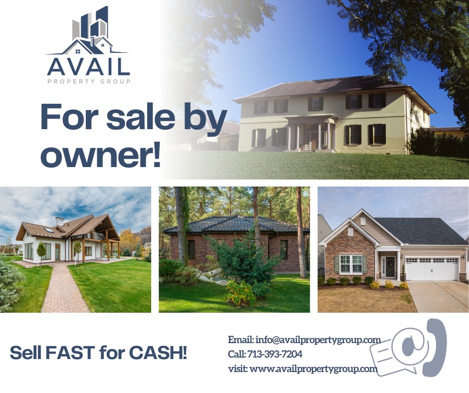 #ForSaleByOwner with #AvailPG & get it right the 1st time.💯🏚️

#FSBO #SanAntonioRealEstate #HoustonRealEstate #SellMyHouse #BuyMyHouse #SellMyHome #BuyMyHome #RealEstateInvesting #WholesaleDeals #SellFast