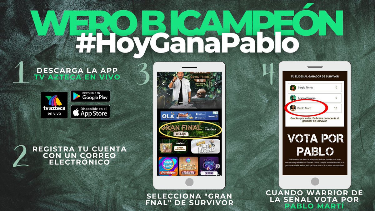ESR25339566's tweet photo. Vamos pablooo
WERO BICAMPEÓN 
#FinalSurvivorMx #HoyGanaPablo https://t.co/YsKHDoqP4f