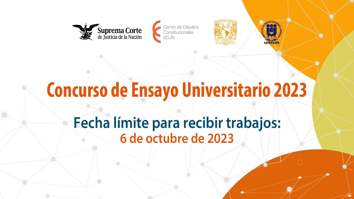 SCJN's tweet photo. 📢Tienes hasta el 6 de octubre para mandar tu ensayo

Participa con temas relacionados con el sistema penal, protección de grupos vulnerables, garantía del derecho a la liberad personal, entre otros

Convocatoria dirigida estudiantes de derecho 
🔎 https://t.co/wpqGLmvEMl https://t.co/lGXHWt1pJK