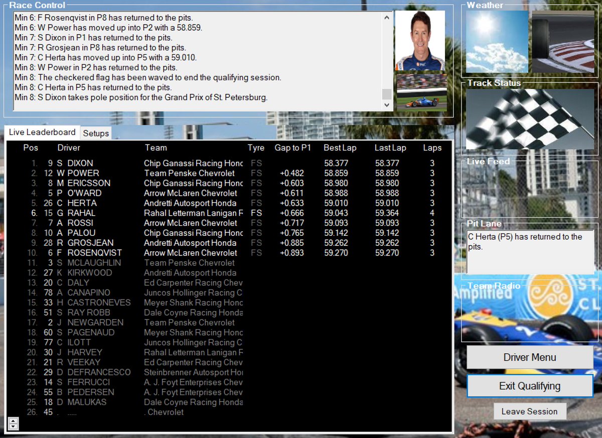 indycar_zero's tweet photo. 🚦Q3 -- FIRESTONE GP OF ST. PETERSBURG --

- E ESTÁ FEITOOO!!! SCOTT DIXON É O POOOOLEE POSITION PARA A PRIMEIRA CORRIDA DO ANO!!!! O MAIOR CAMPEÃO DA CATEGORIA SOBE NO TRONO E RECUPERA SUA POSIÇÃO DE REI!!

- Will Power e Ericsson completam o top 3, a corrida promete muito!! https://t.co/ilttljlYVz