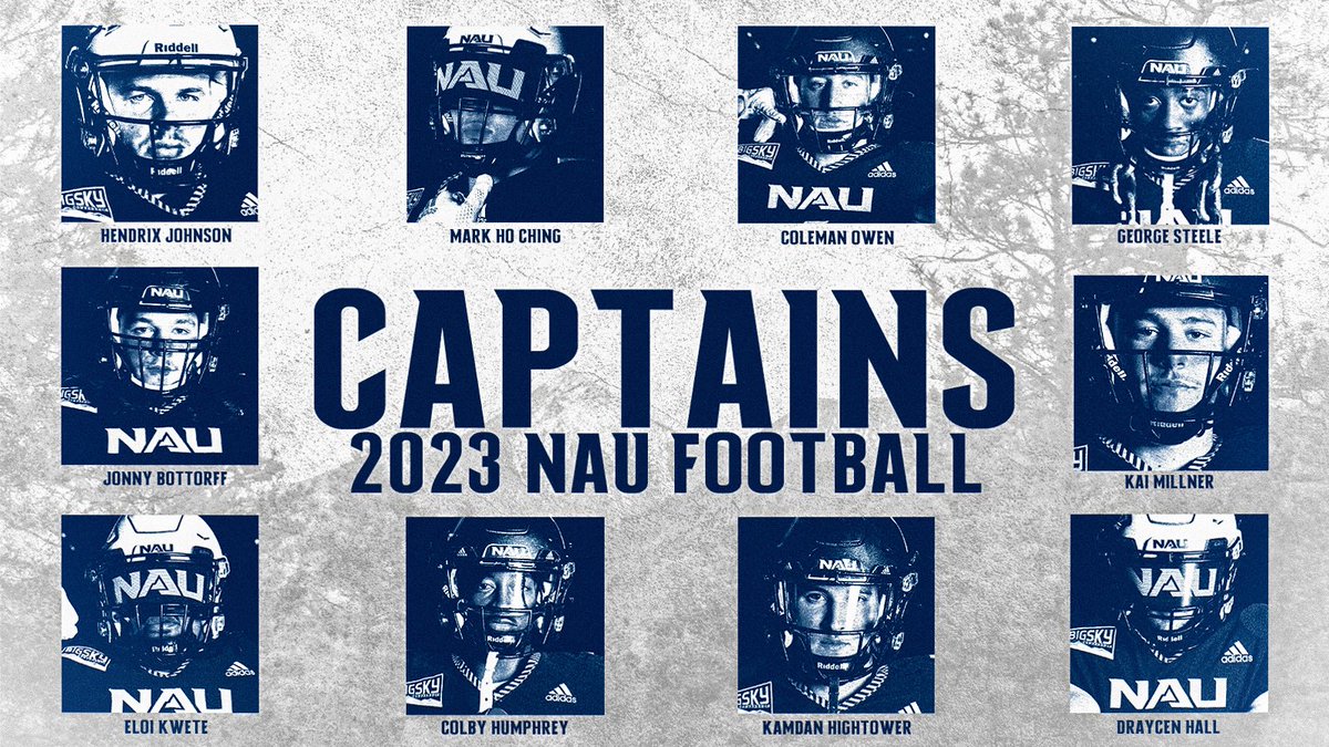 NAU_Football's tweet photo. Proudly introducing your 2023 captains! 🌲🪓

🔗 https://t.co/npjLaCcPcQ

#RaiseTheFlag https://t.co/vgCyHVAnSs
