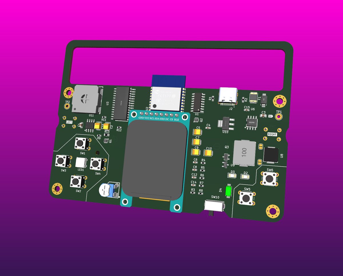 kokensha_tech's tweet photo. Thinking about my version of ESPBoy #espboy #電子工作 #esp8266 #game #kicad #PCB https://t.co/4S3EPKVSWU