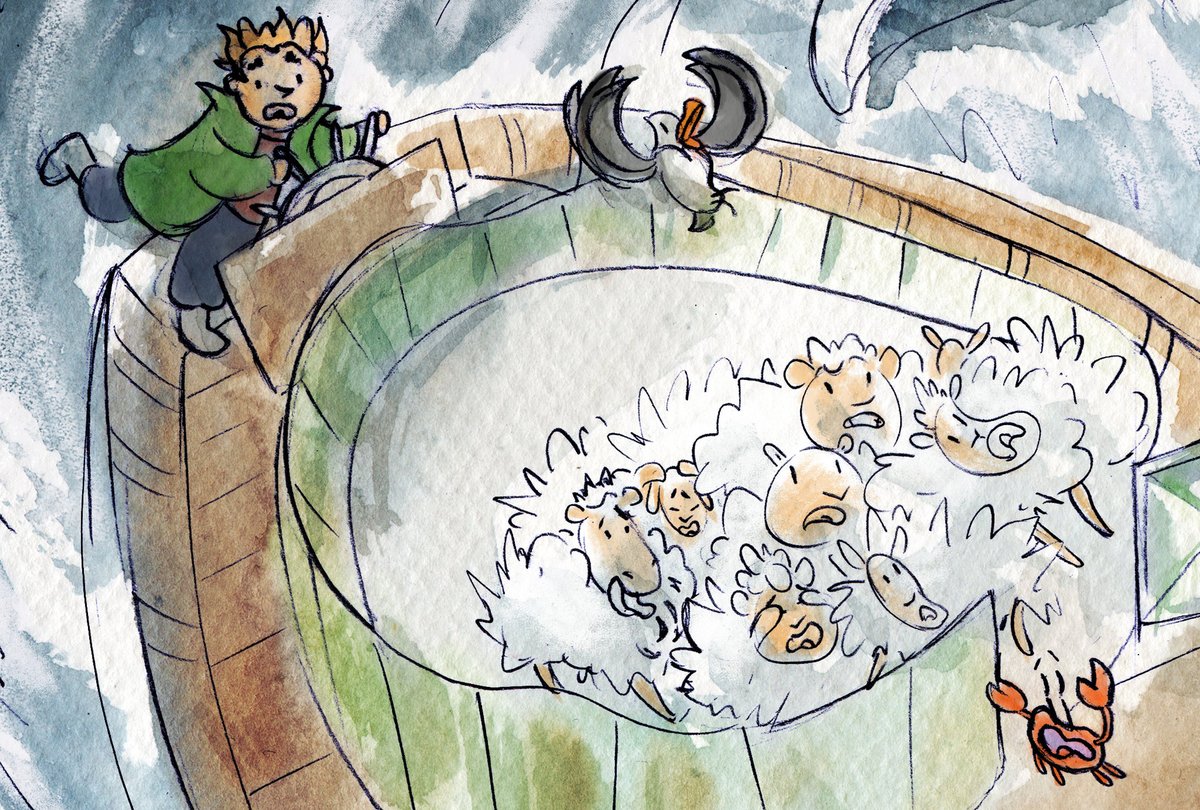JulioCastroPS's tweet photo. #fantasy #kidlitart #kidlit #ink #childrenillustration #childrensbooks #watercolor #picturebook #sheep https://t.co/G6Qf9LzRst