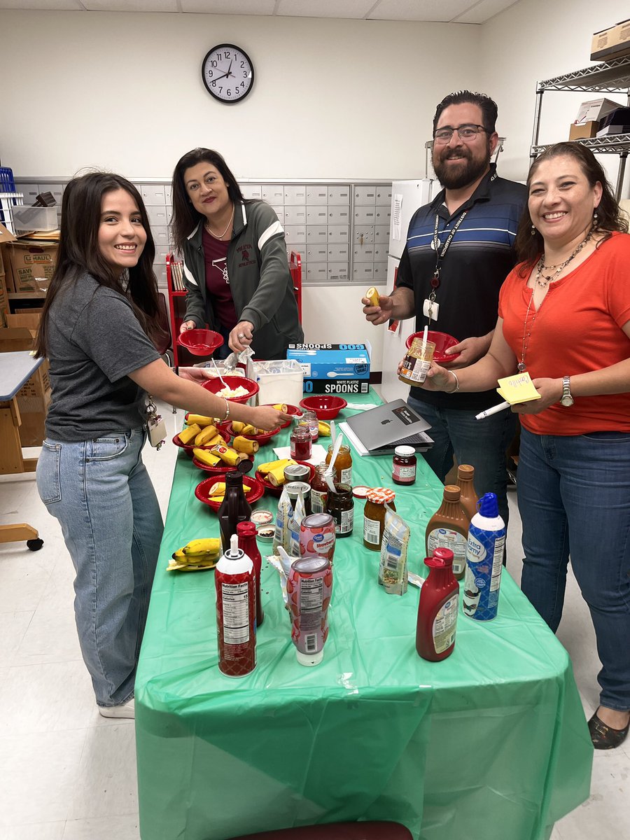 Did you know that today is #NationalBananaSplitDay Thank You to Grand Canyon University @gcu for supplying all the goodies for our @YsletaMS Teachers to enjoy a sweet treat! It was a huge hit! @YsletaISD @JosePerYMS @Gonzalez_YMS @BaumlerEllen