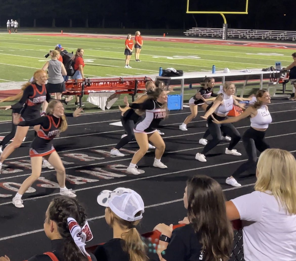 ECDancers's tweet photo. So happy to be back at it!  First football game of the season! ❤️🖤🏈 https://t.co/aWQJ2PLCpX