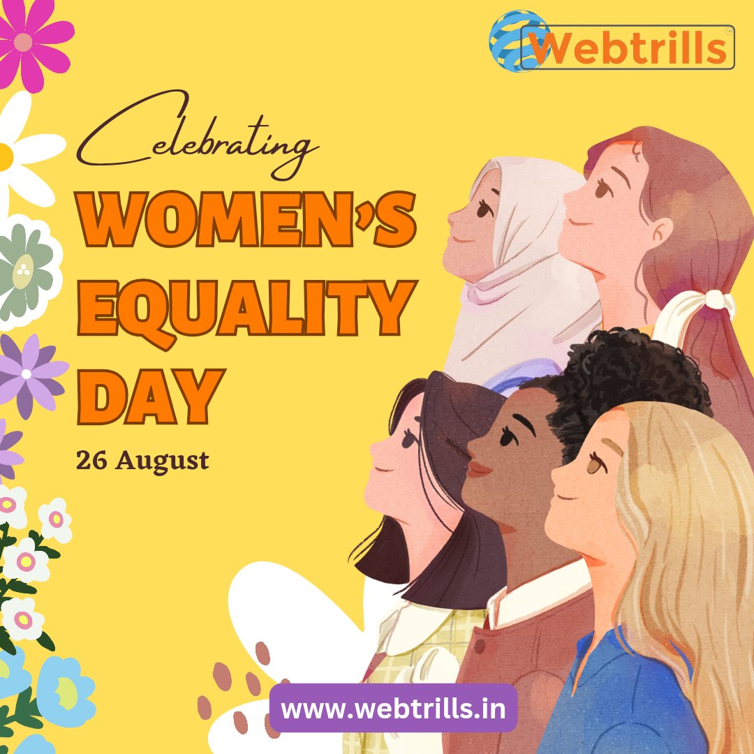'Celebrating the strength,resilience, and achievements of women on this special day'

Contact us
+1.202.421-5747
webtrills.in
hello@webtrills.in

#Webtrills #WomensEqualityDay #StrongWomen #EqualityForAll #EmpowerWomen #GenderEquality #WomenEmpowerment #FeminismMatters