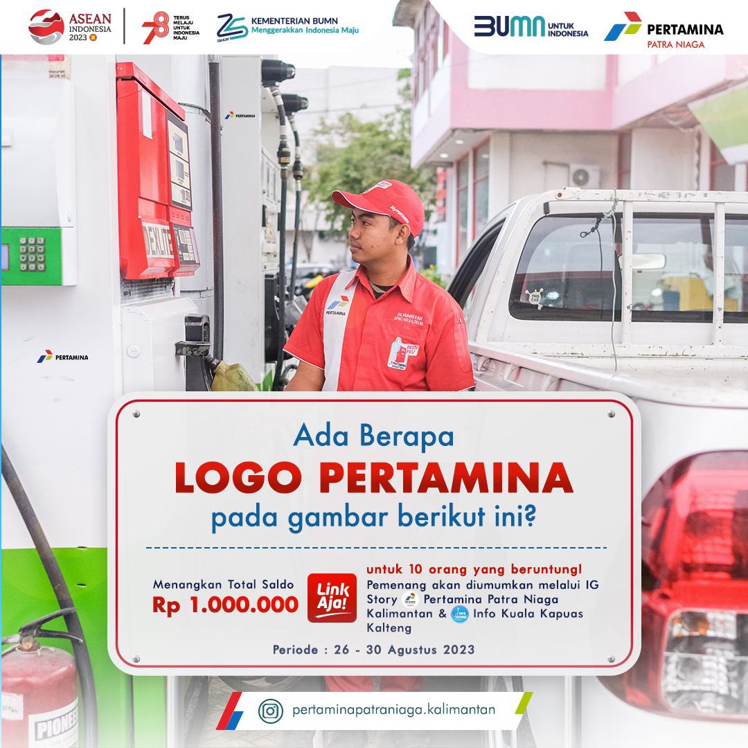 ppnborneo's tweet photo. [A Thread]

Tebak jumlah logo Pertamina pada gambar dan menangkan hadiah saldo LinkAja total Rp 1.000.000 untuk 10 #SobatPertamina yang beruntung!

Syaratnya mudah:
1. Follow Instagram, Twitter, Facebook @pertaminapatraniaga.kalimantan https://t.co/q1A5OEwFix