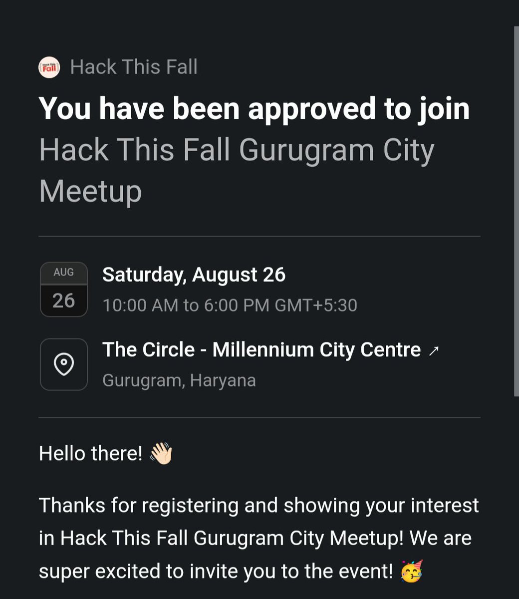 TusharGothwal03's tweet image. @hackthisfall  #HTFMeetups #HTFGurugram
Excited to join you guys.
Let's meet who all are coming 🔥💪👍