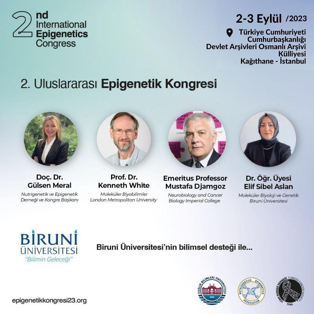 Merhaba, Nutrigenetik ve Epigenetik Derneği olarak 2-3 Eylül 2023 tarihleri arasında Osmanli arsivinde gerçekleşecek olan 2. Uluslararası Epigenetik Kongremizde herkesi aramızda görmekten mutluluk duyarız.

teşekkür ederiz.#epigenetik#epigenetikkongresi23