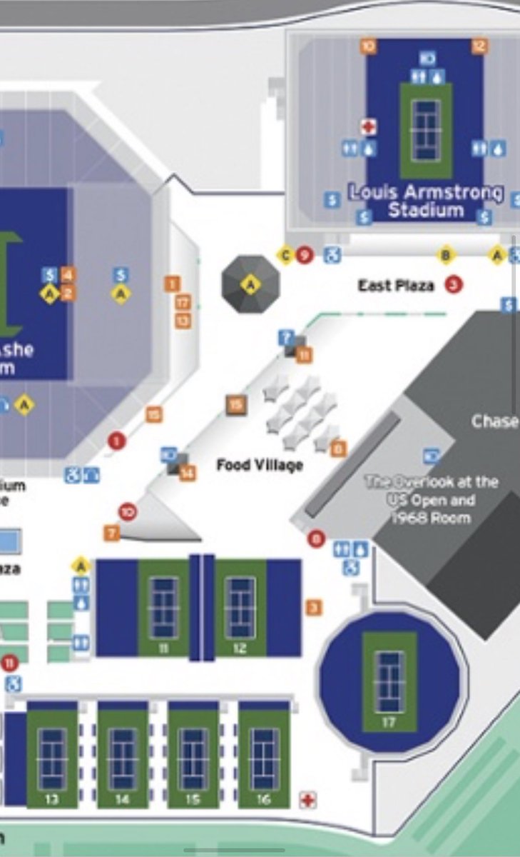 holgerrune2003's tweet photo. Usopen site map. In case you can find court 5, this is where I play my first match Monday followed by 11:00  @usopen  #seeyou #lovemyfans #loveyoursupport https://t.co/EfWkHJljLv
