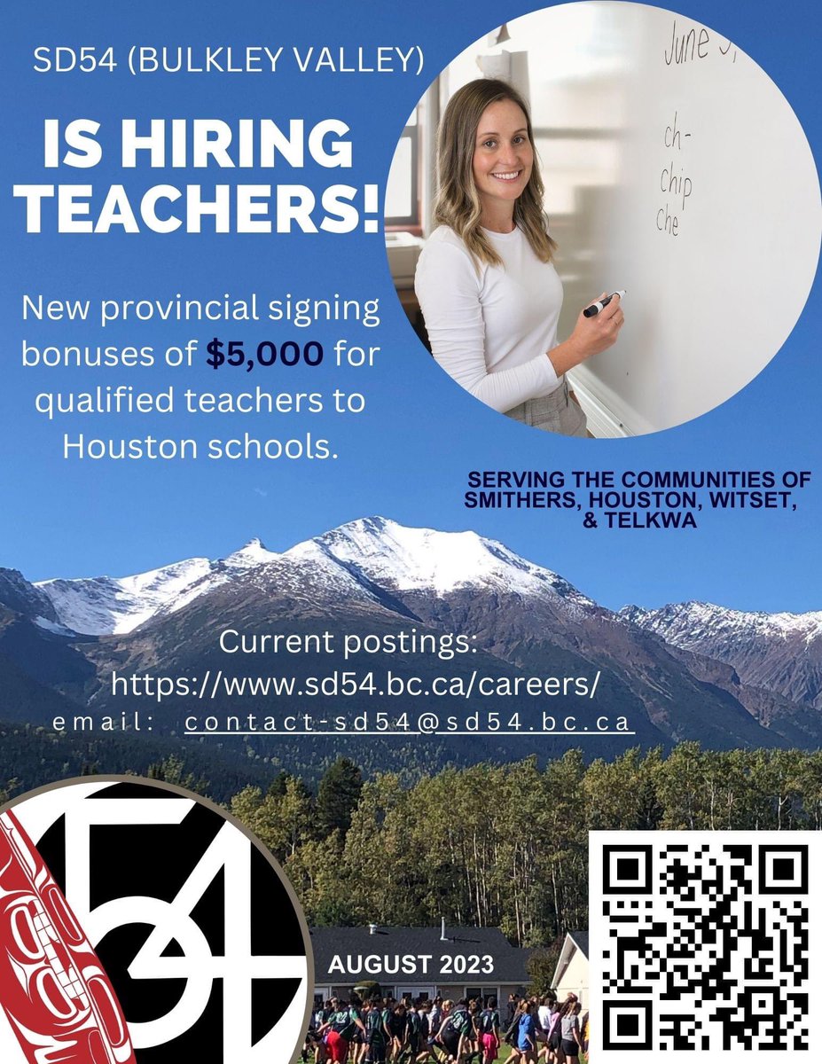 Check out SD82, SD52, SD54, SD91. Signing bonuses for certified teachers. #UNBCED