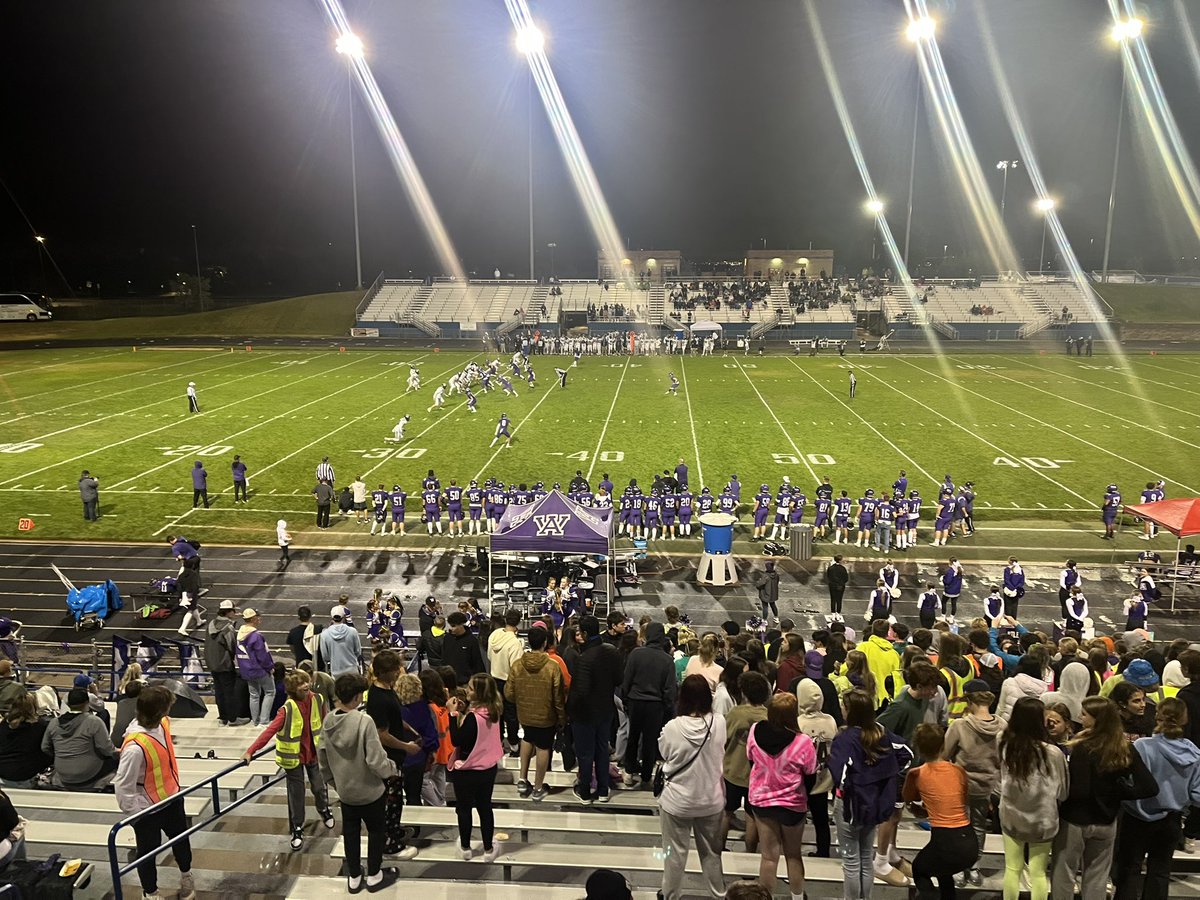 milesdunklin's tweet photo. Great win tonight by @AwestFootball Total team performance all groups did their thing and @AdrianSymalla12 was a beast. 3 TDs on the ground for the Cats. https://t.co/lg8LQ3Np3b