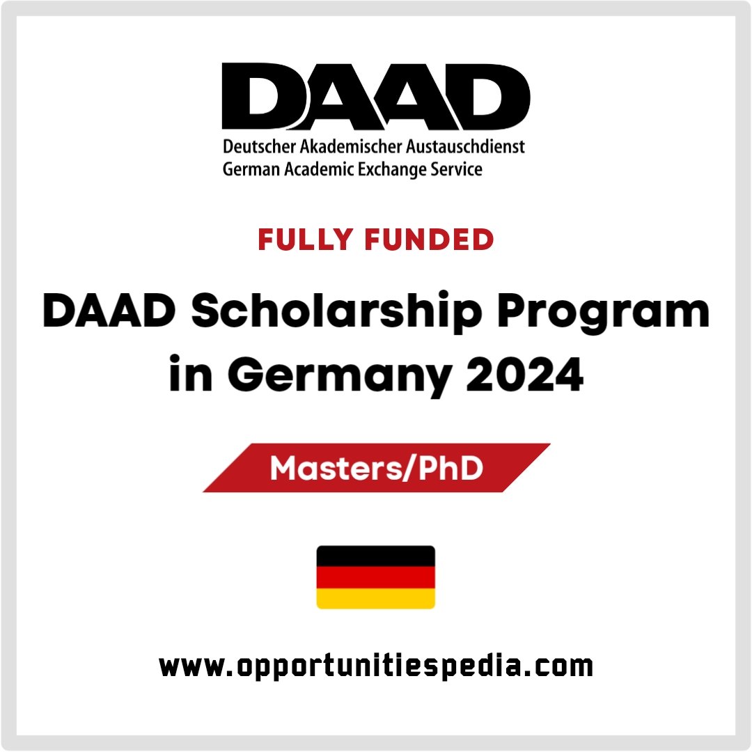 DAAD Scholarship in Germany 2024-25 for International students (Fully Funded) Details: bit.ly/3SsZhqM Scholarship Coverage: ☆ Full tuition fees ☆ Monthly stipend ☆ Travel allowance ☆ Monthly rent subsidy ☆ Accommodation, accident and health insurance.
