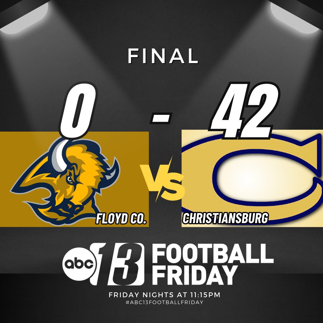 DaveWallsTV's tweet photo. Christiansburg 42
Floyd Co. 0
FINAL
#ABC13FootballFriday @13Sports @ABC13News https://t.co/6yelxyaYp6