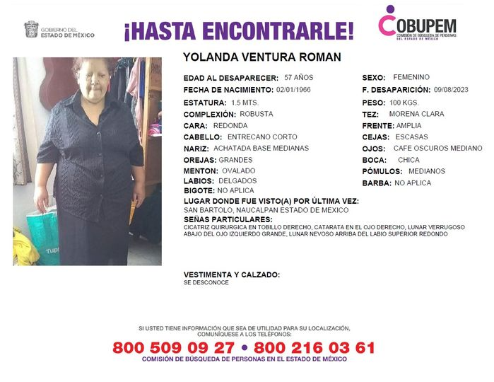 Somoselmedio's tweet photo. Solicitamos de tu apoyo en difusión para dar pronta localización a Yolanda Ventura Román, comunícate a los teléfonos de COBUPEM 800 216 0361, 800 509 0927. #TodosEnLaBúsqueda https://t.co/zTDb9jlUBo