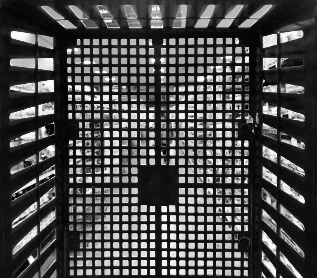 @kc_native_photo Basket Case
“Strange guy in aisle three”

Shopping Basket interior
Haggen’s Market
Bellingham, WA

#abstract #basket
#blackandwhitephotography 
#shotoniphone #photography
#abstractphotography