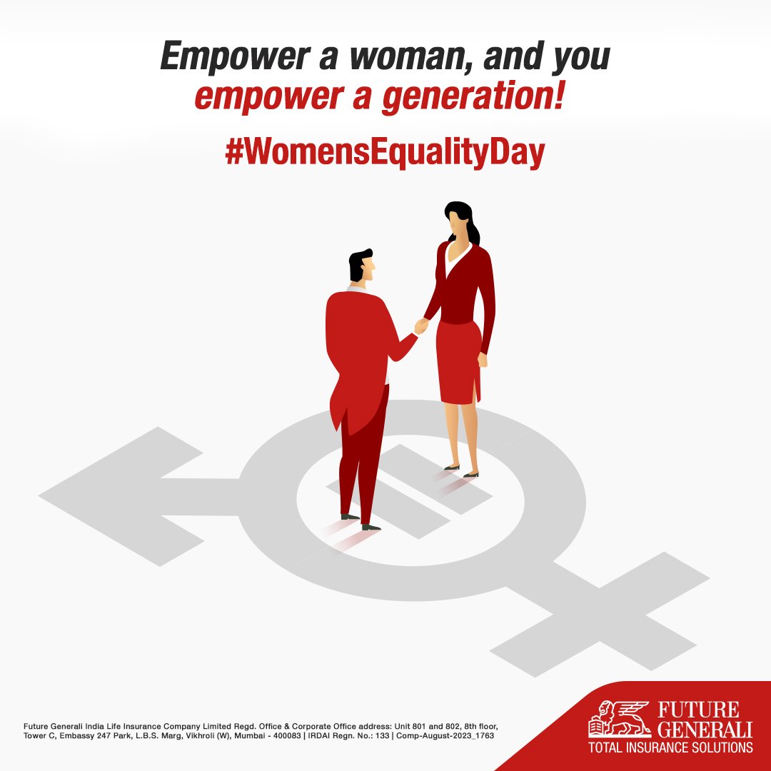 GCLifeCo's tweet photo. On this Women's Equality Day, we're reminded that progress knows no gender. Let's continue to ensure a world where every woman has equal access to protection, support, and success.
#WomensEquality #Equality #Women #FutureGeneraliIndiaLifeInsurance #LifeInsurance #Insurance https://t.co/B4DnyiHLQs