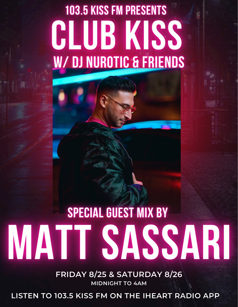 #ClubKissChi tonight is gonna be dope! We have mixes by @djeddiev @wearedownlow @djmach1 @JayMacRadio @DJOra myself and a special guest mix by @MattSassari !!!! Tune in to @1035KISSFM anywhere on the iHeart Radio app.