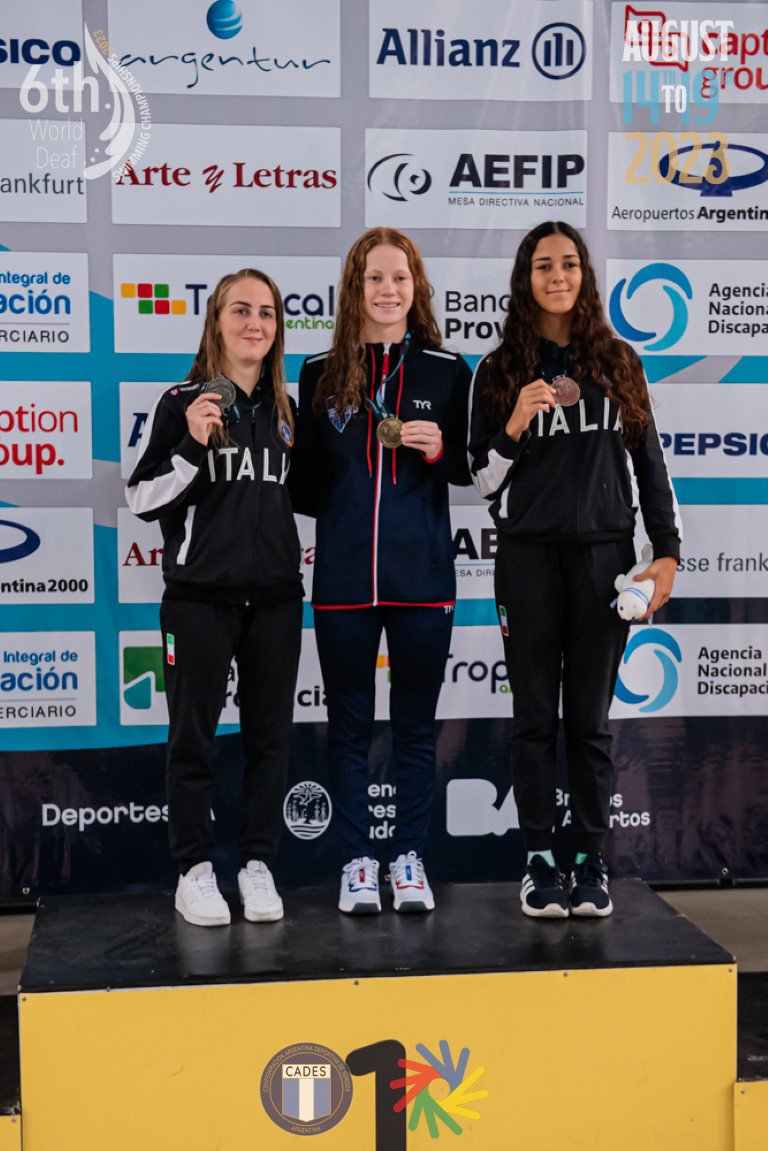 Carli Cronk, Churchill H.S San Antonio, bringing home Gold for the United States at the World Deaf Swimming Championships.